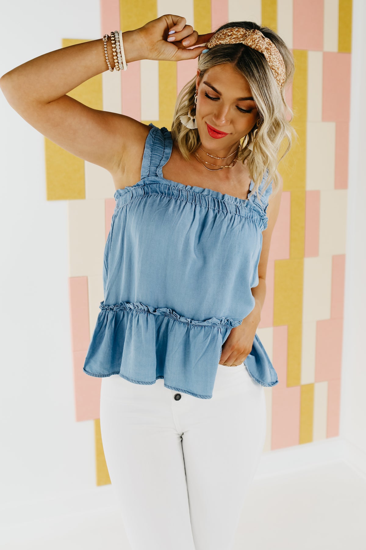 The Jayde Chambray Tank Top - FINAL SALE
