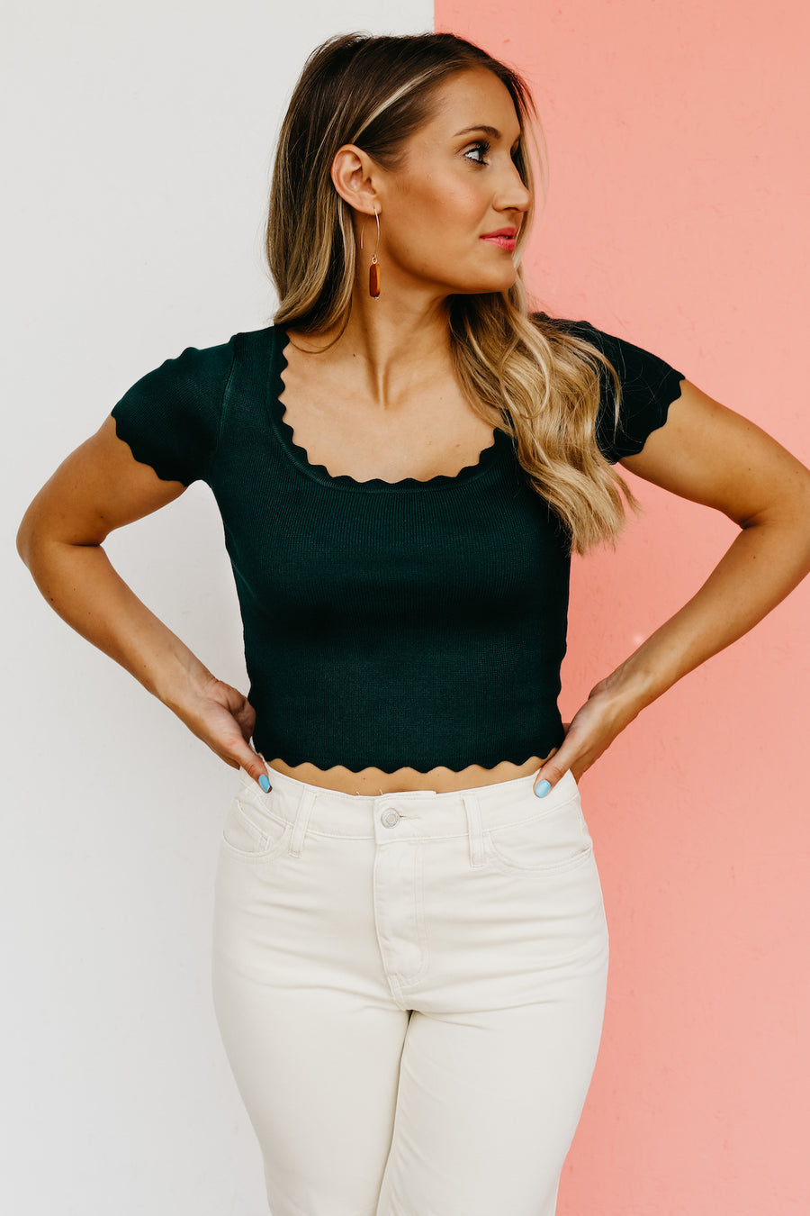The Scarlett Ribbed Scalloped Top  - FINAL SALE