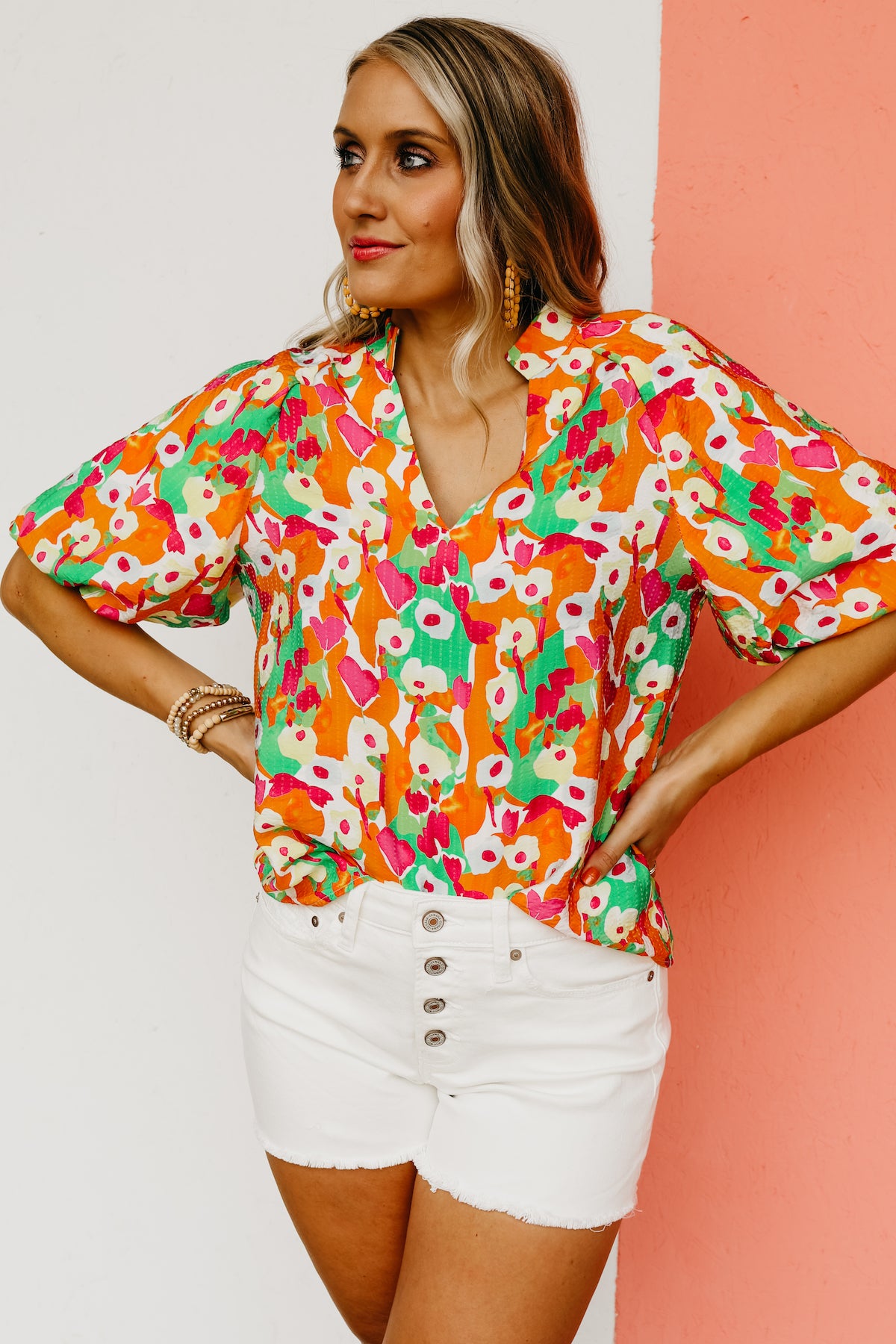 The Marcelo Puff Sleeve Floral Blouse  - FINAL SALE