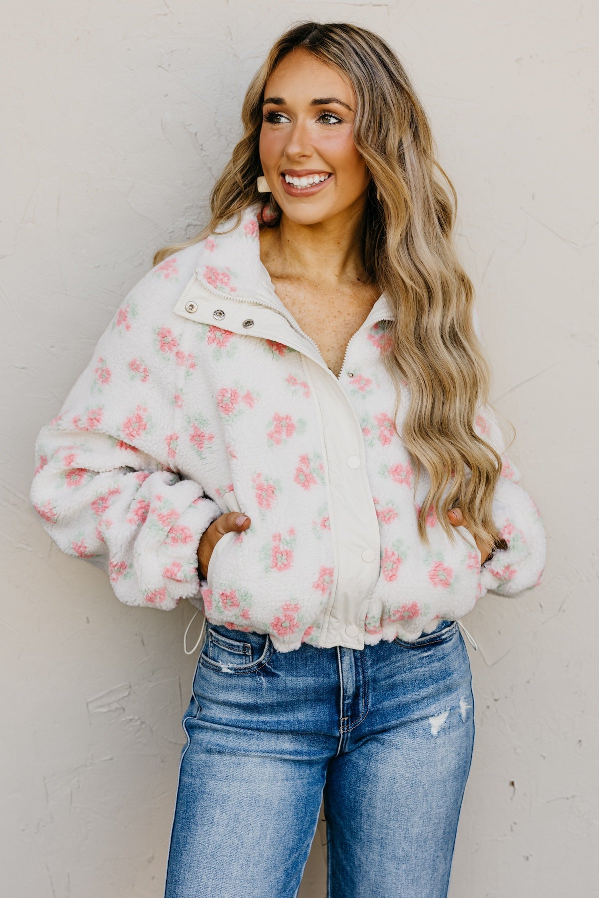 The Melba Floral Print Sherpa Jacket