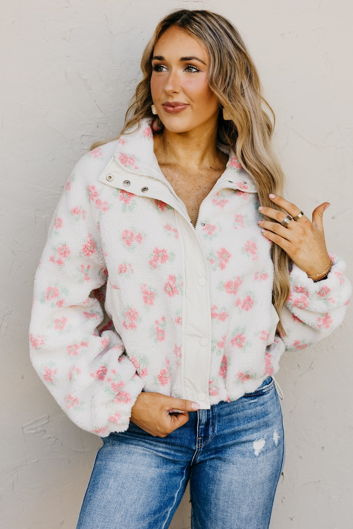 The Melba Floral Print Sherpa Jacket