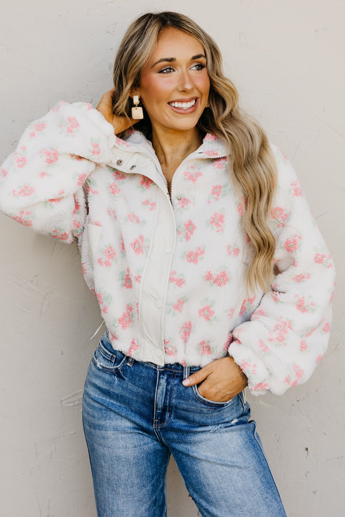 The Melba Floral Print Sherpa Jacket