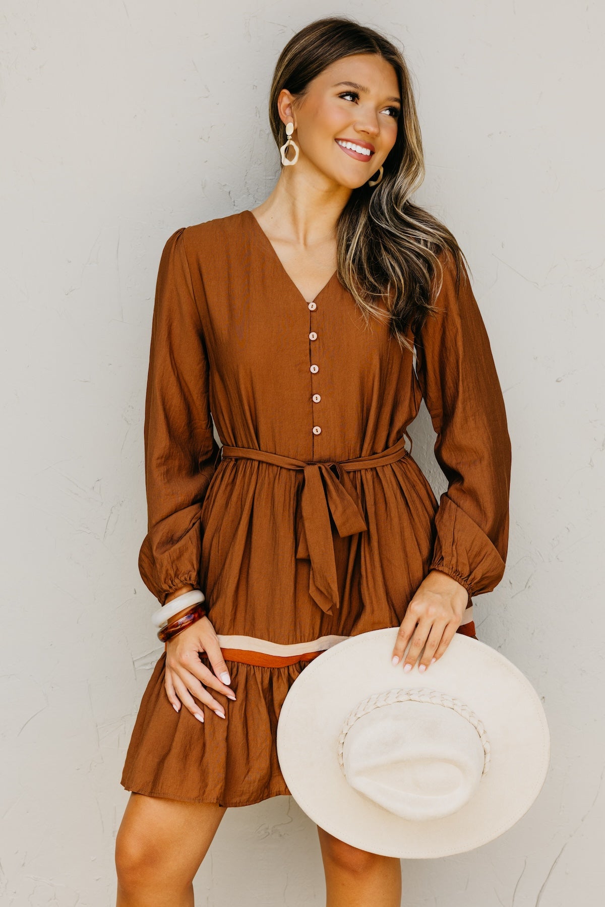 正規品 ANDMARY Alma button mini dress ブラウン ANDMARY】Alma button mini dress