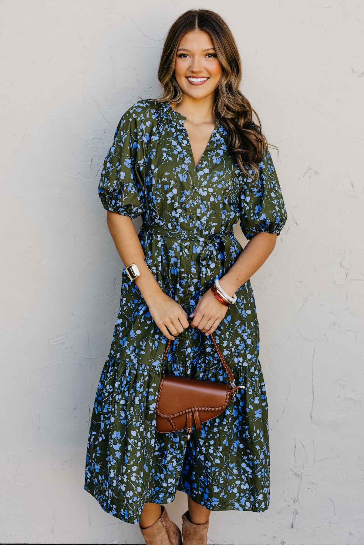 The Wynette Floral Tiered Midi Dress MOD Boutique