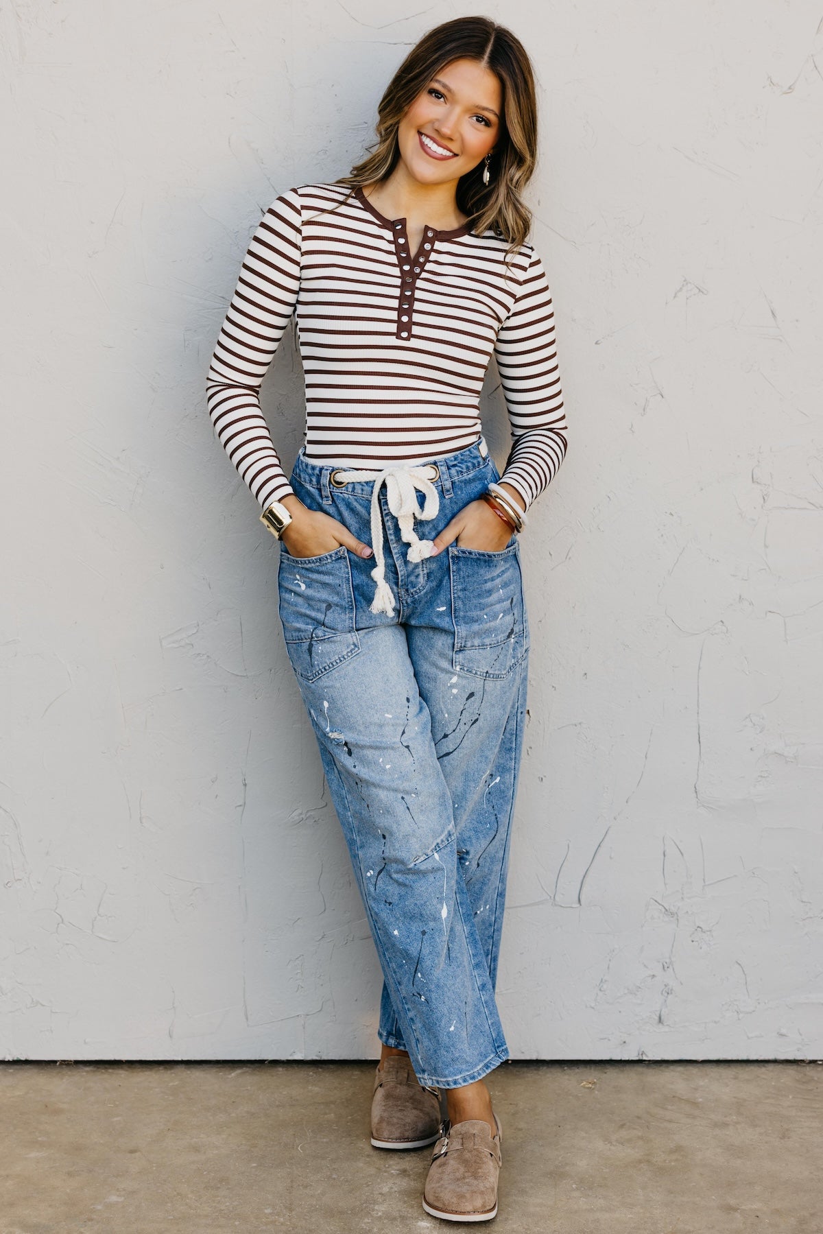 The Seattle Stripe Snap Henley Top