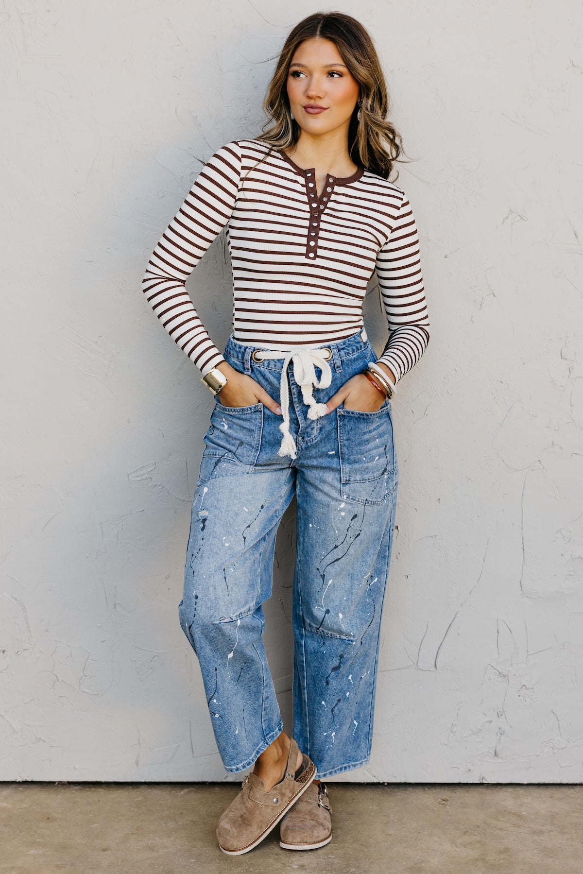 The Seattle Stripe Snap Henley Top