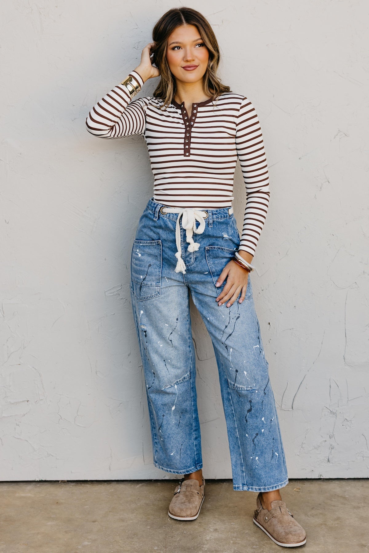 The Seattle Stripe Snap Henley Top