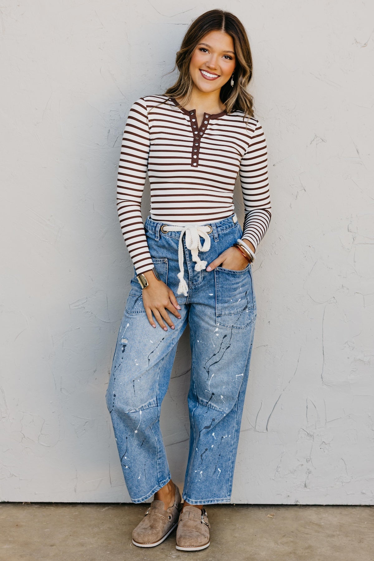 The Seattle Stripe Snap Henley Top