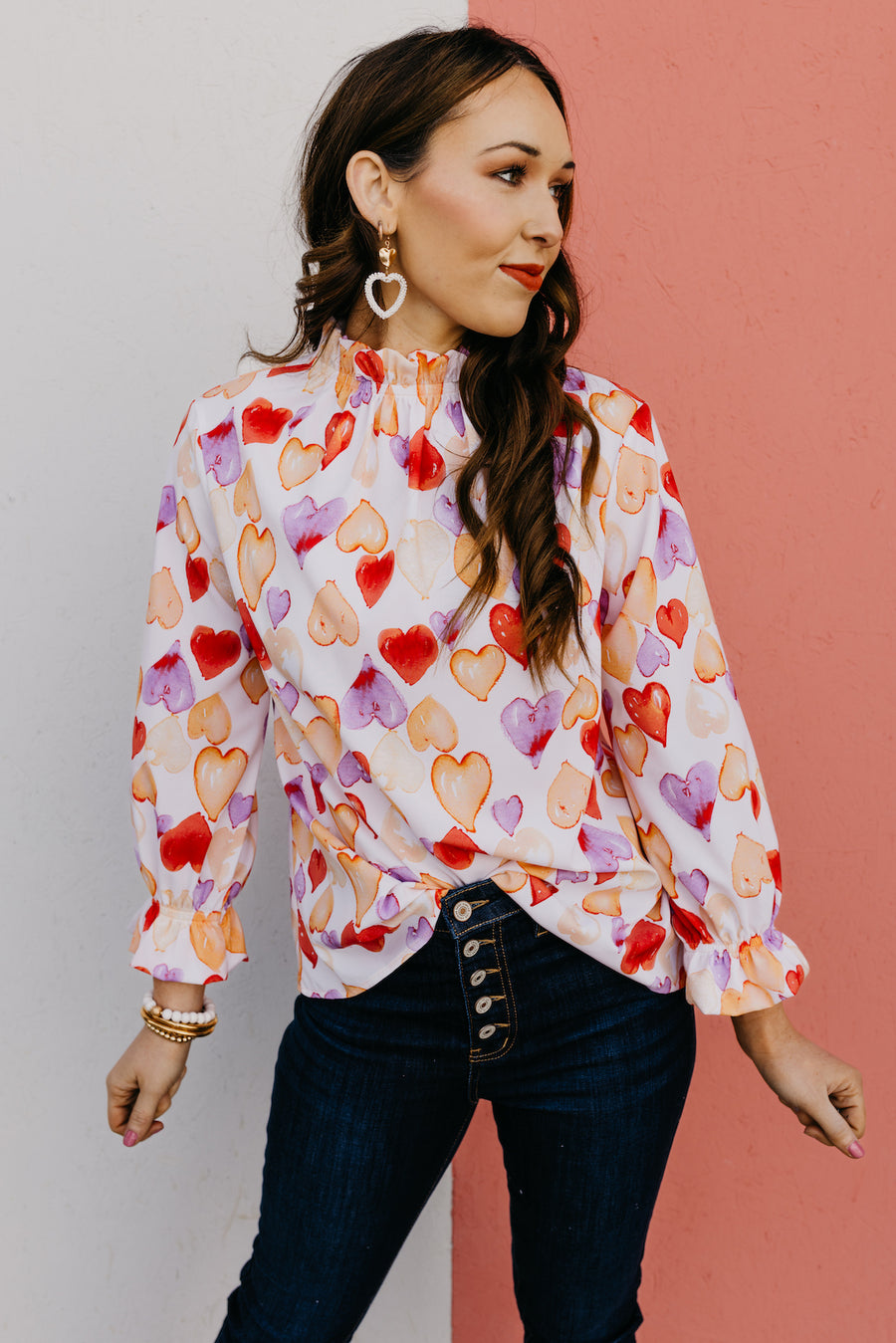 The Feasby Heart Print Blouse