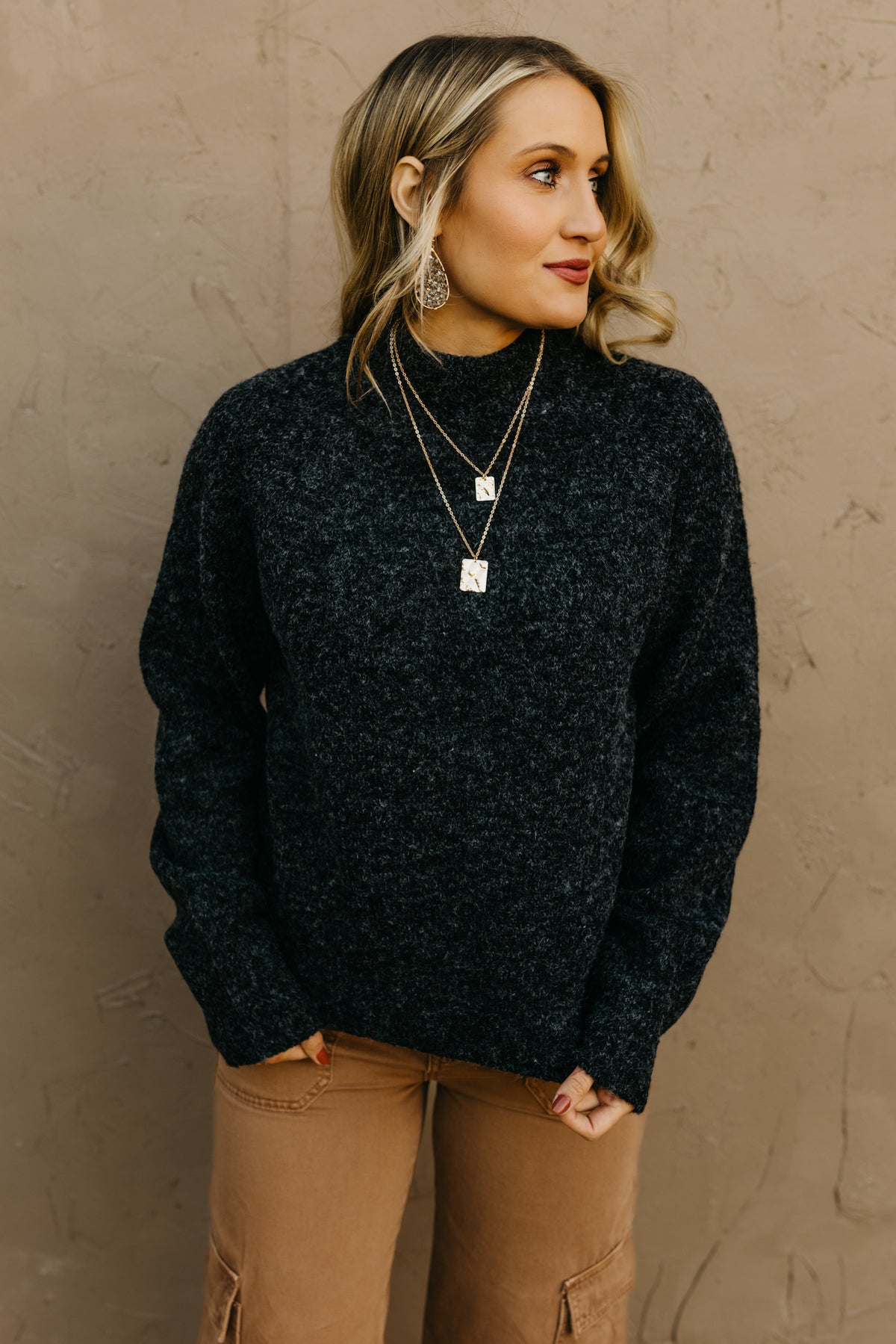 The Vivian Melange Raglan Sleeve Sweater  - FINAL SALE