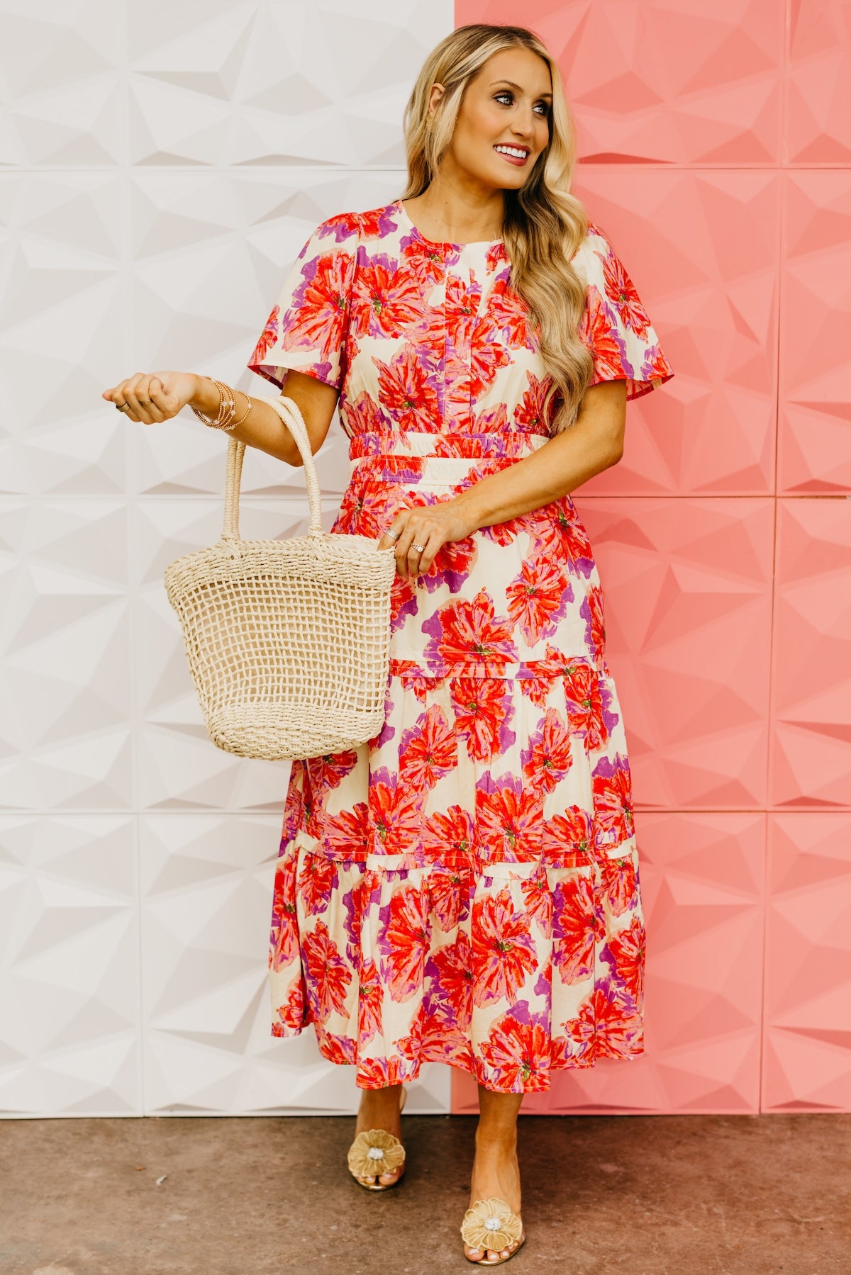 The Rayden Woven Floral Midi Dress