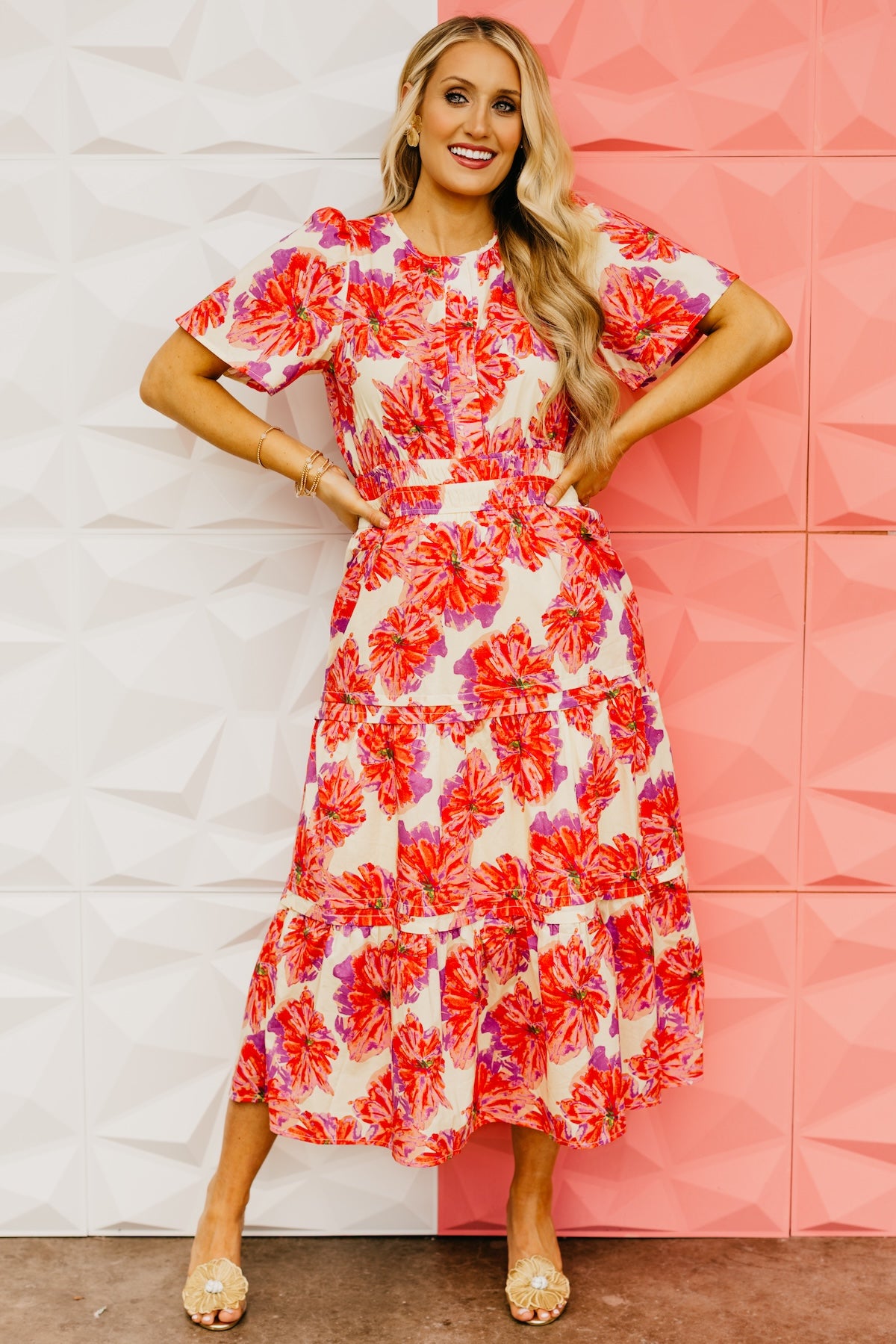 The Rayden Woven Floral Midi Dress