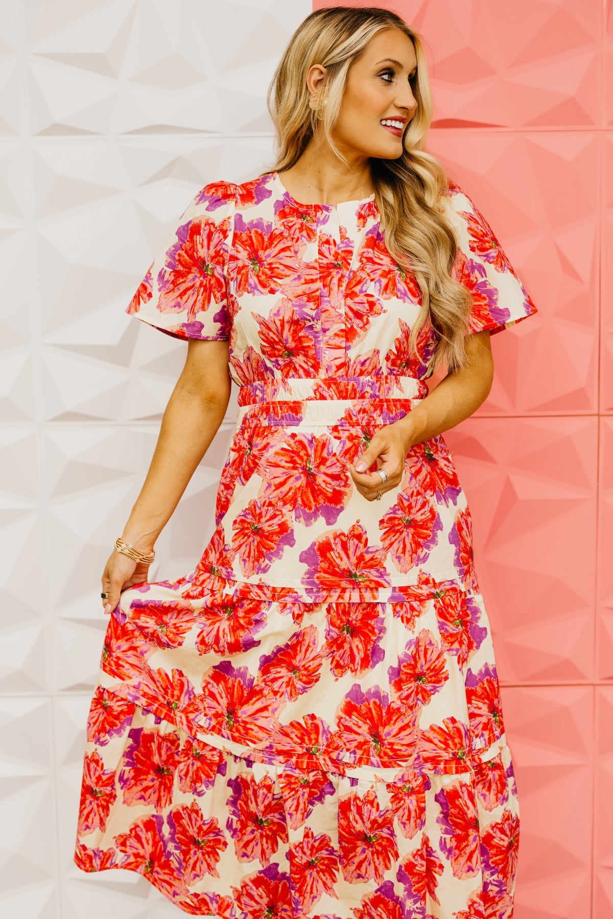 The Rayden Woven Floral Midi Dress