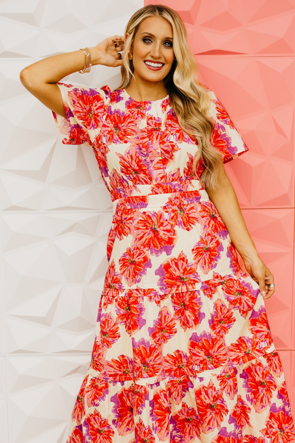 The Rayden Woven Floral Midi Dress