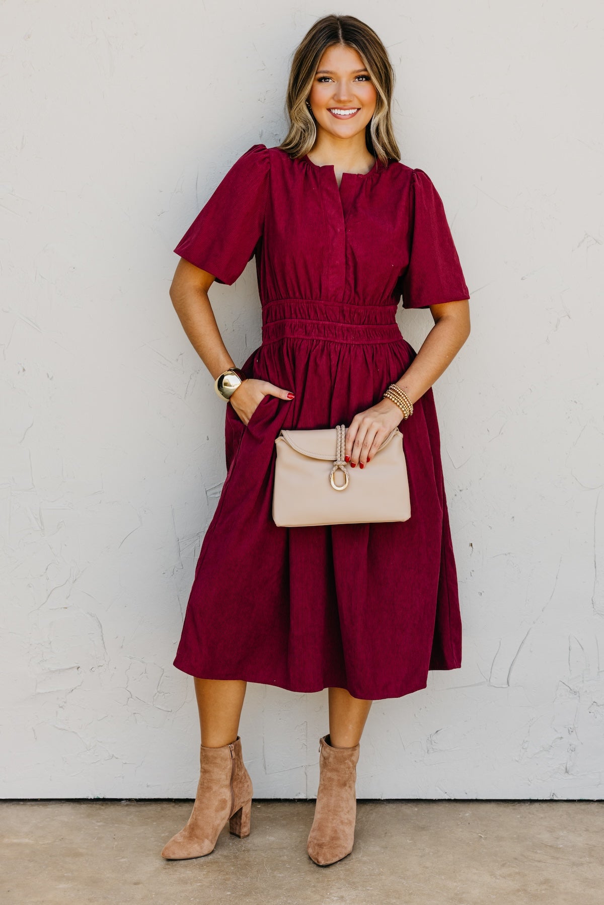 The Marcella Corduroy Midi Dress