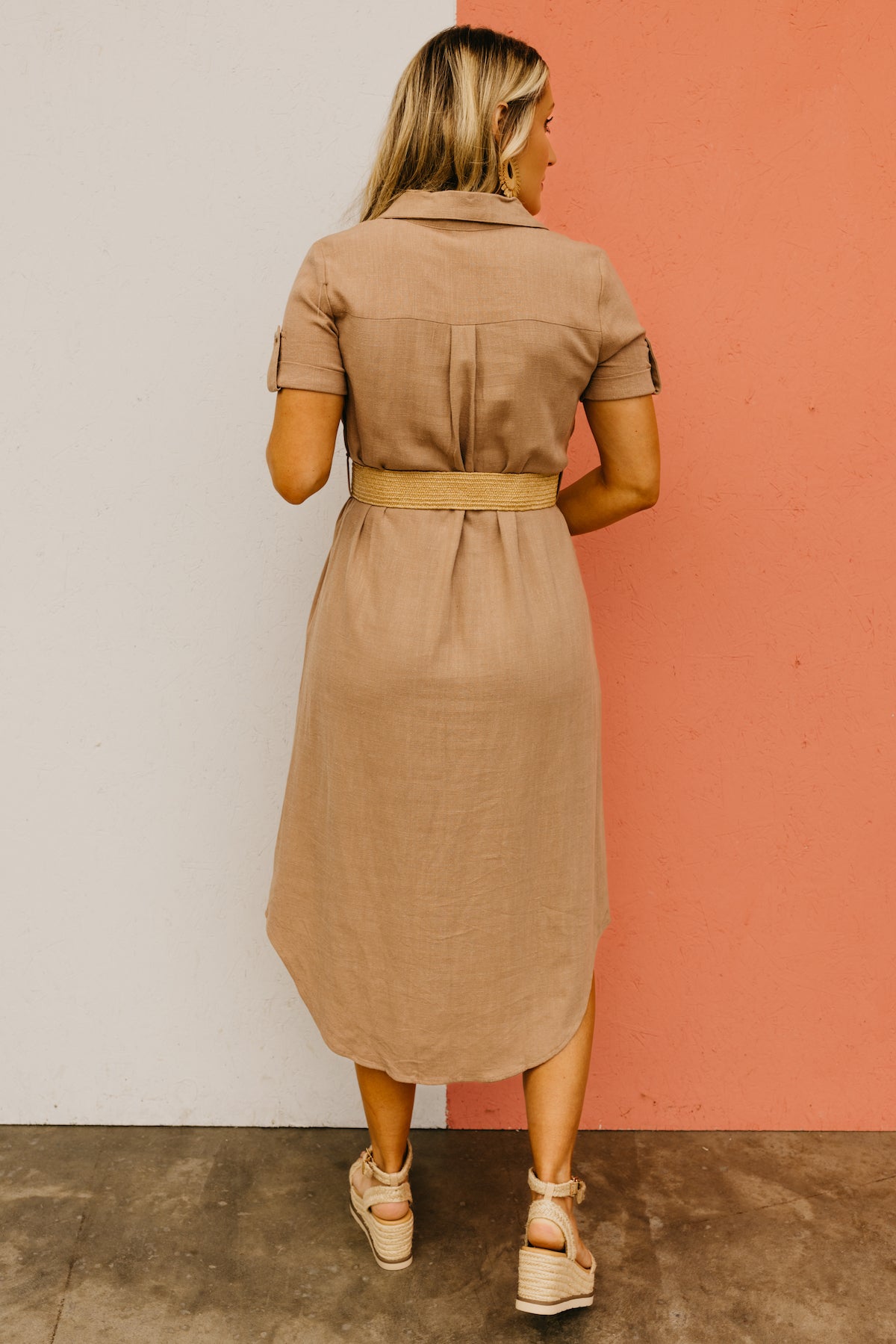 The Yaretzi Button Down Belted Midi Dress