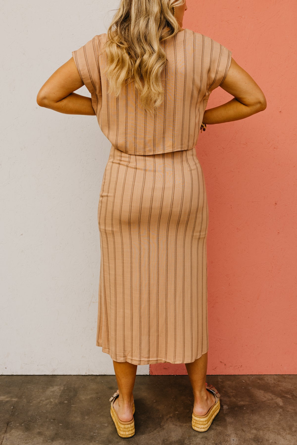 The Kayleigh Striped Side Slit Midi Skirt