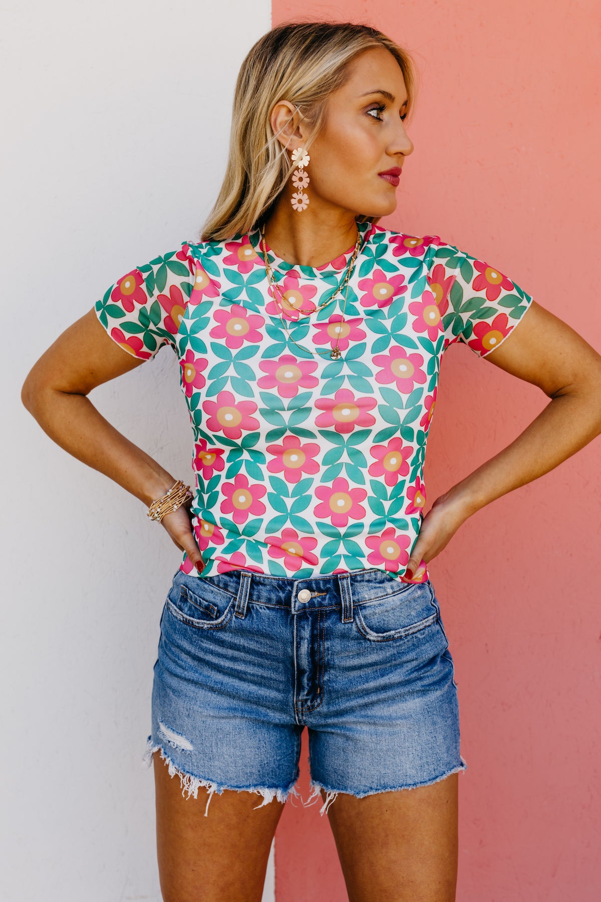 The Lilith Floral Mesh Top