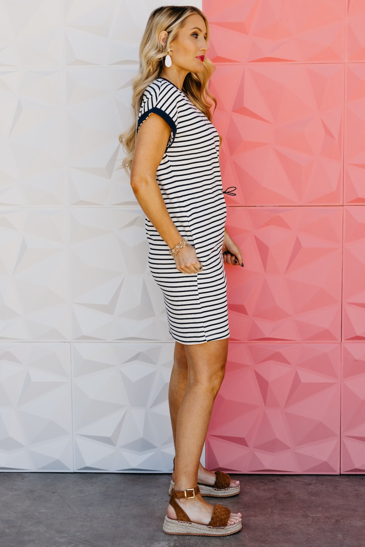 The Maisey Cap Sleeve Stripe Mini Dress