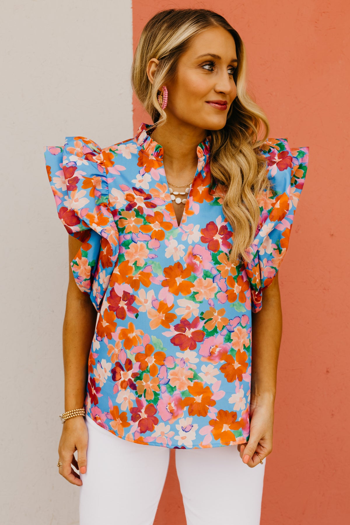The Atticus Floral Double Flutter Sleeve Top