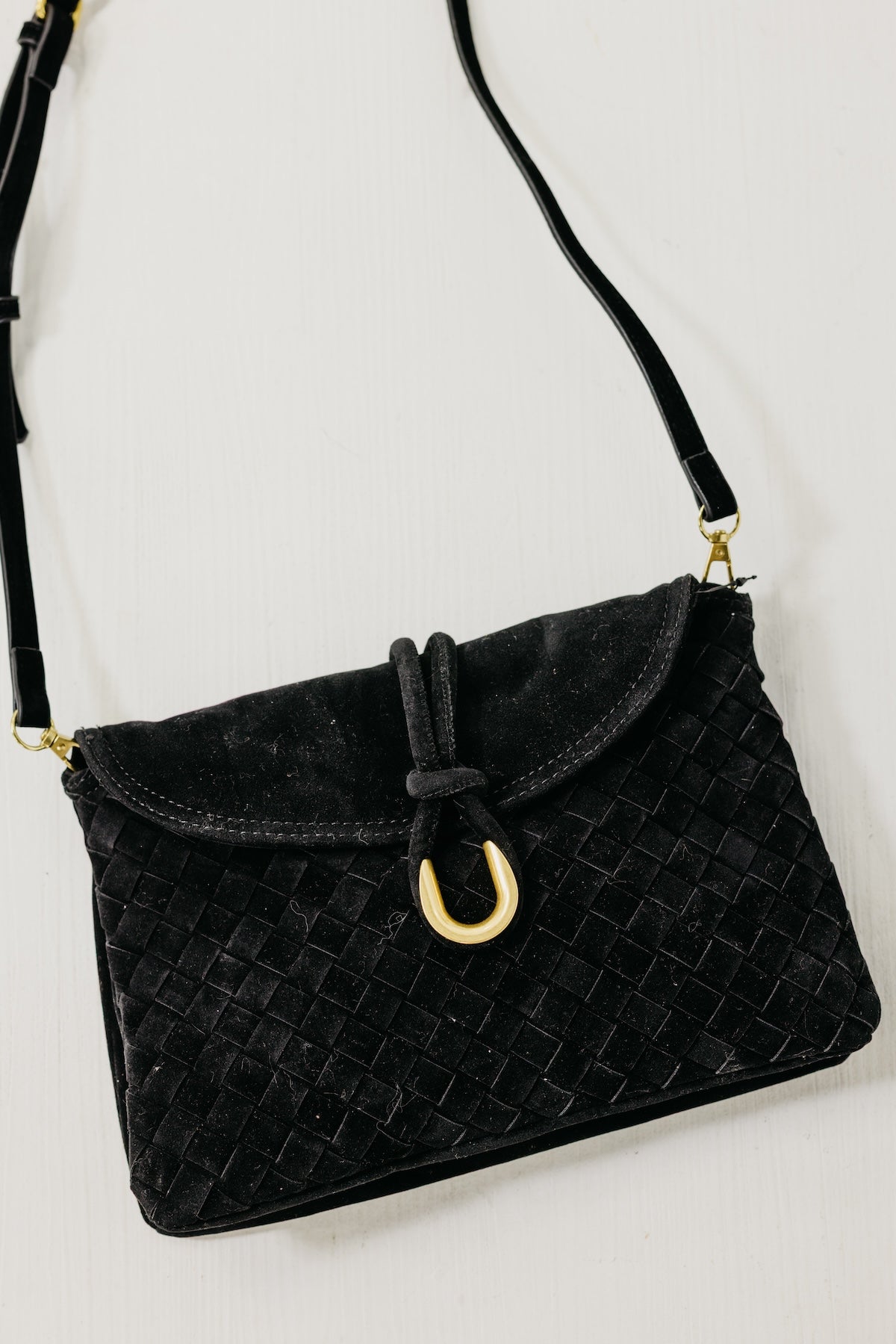 The Adalynn Suede Woven Crossbody Bag