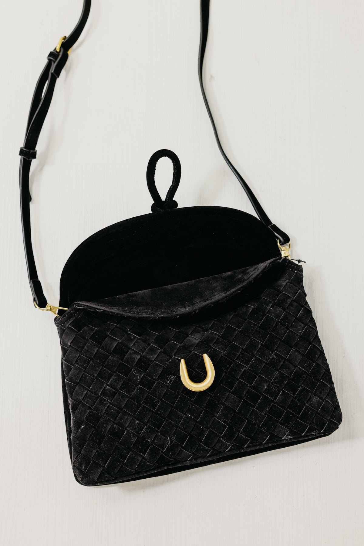 The Adalynn Suede Woven Crossbody Bag