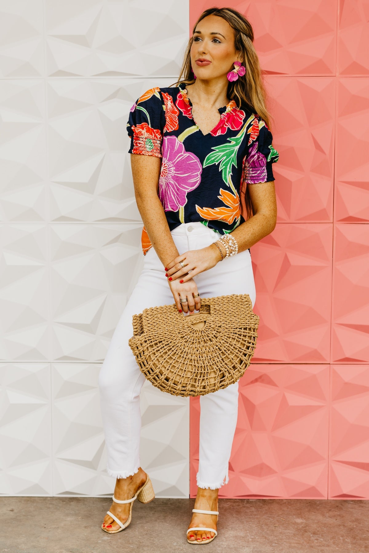 The Nikolas Floral Ruffle Neck Top