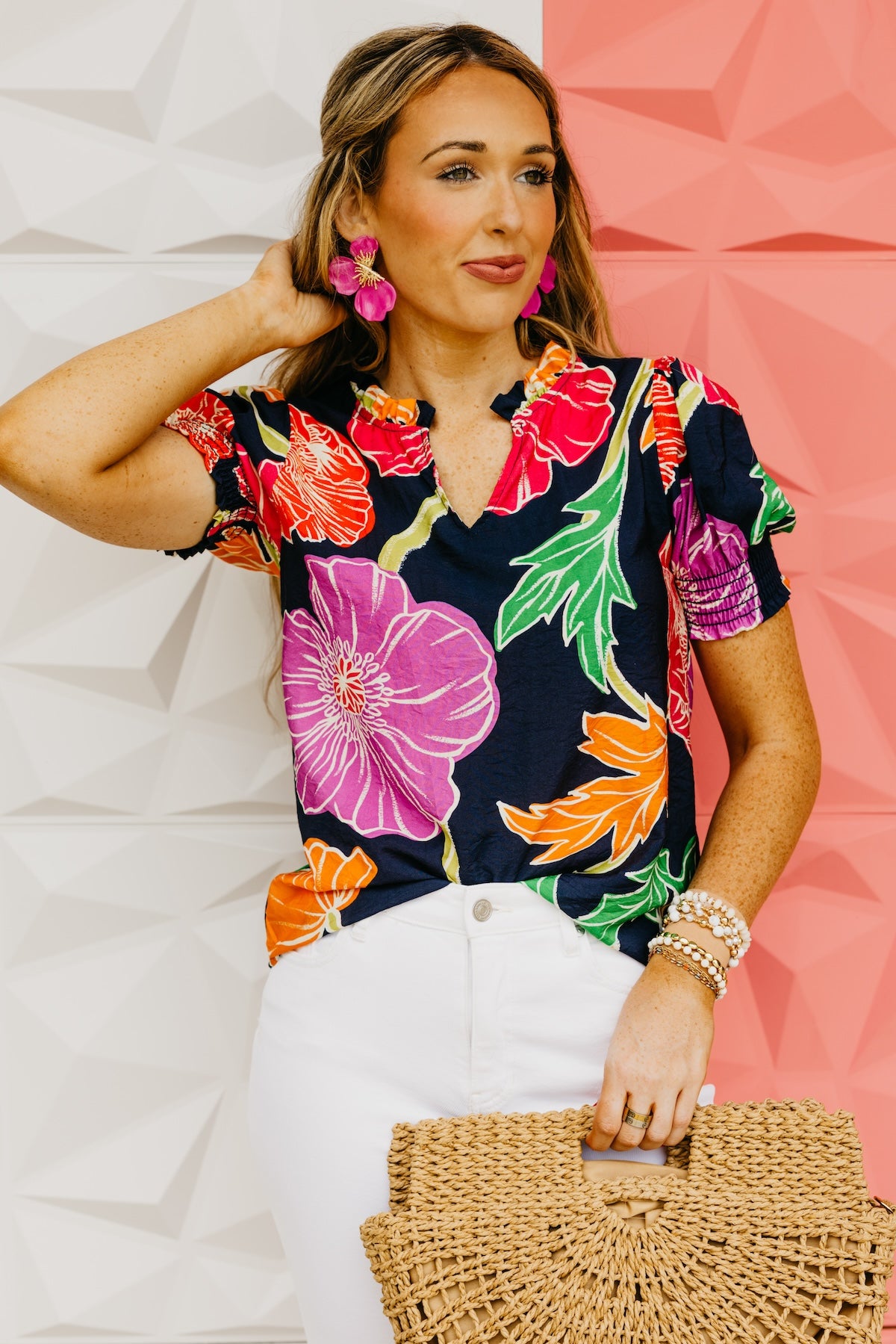 The Nikolas Floral Ruffle Neck Top