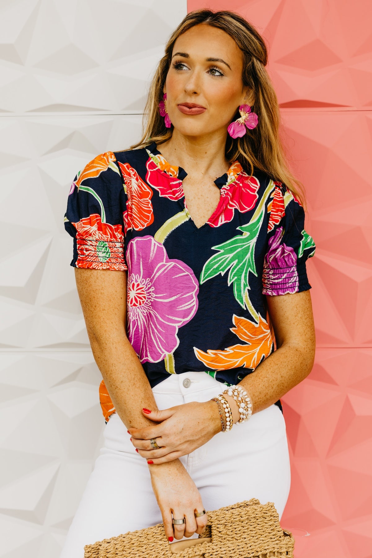 The Nikolas Floral Ruffle Neck Top