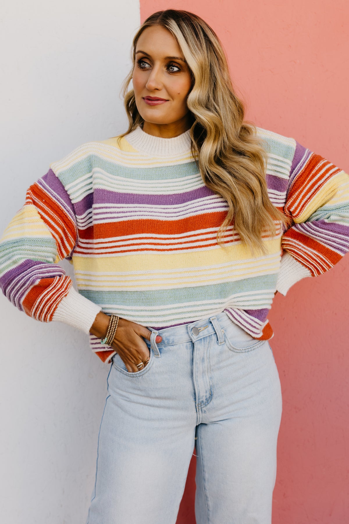 The Amanda Rainbow Striped Sweater