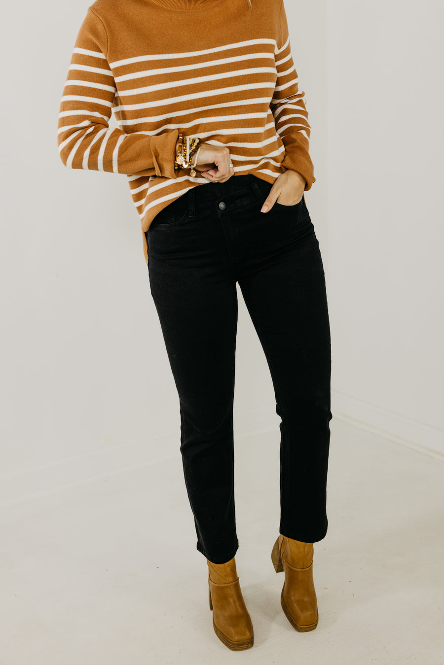Vervet Denim | The Jeanne Criss Cross Slim Straight Jeans  - FINAL SALE