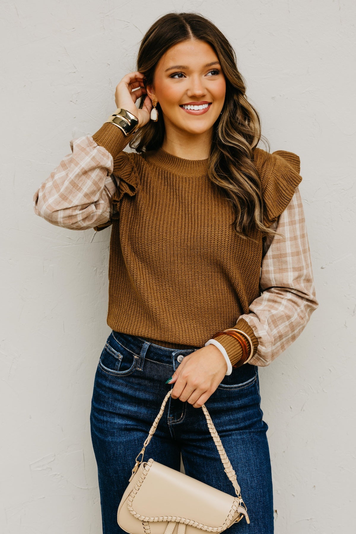 The Ross Plaid Sleeve Sweater
