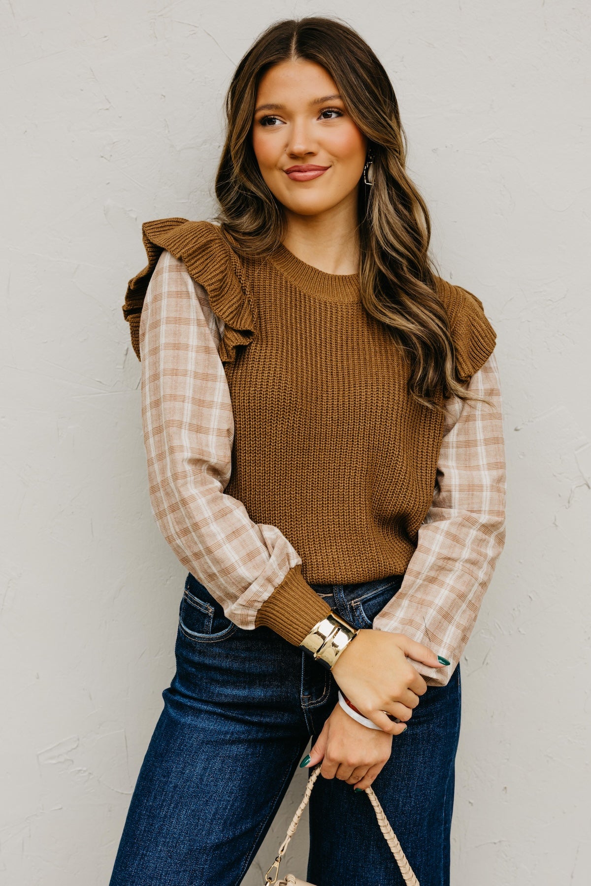 The Ross Plaid Sleeve Sweater