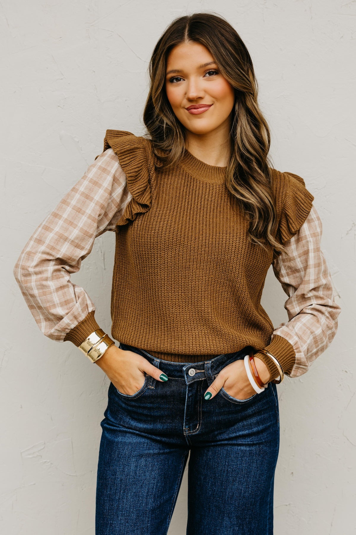 The Ross Plaid Sleeve Sweater