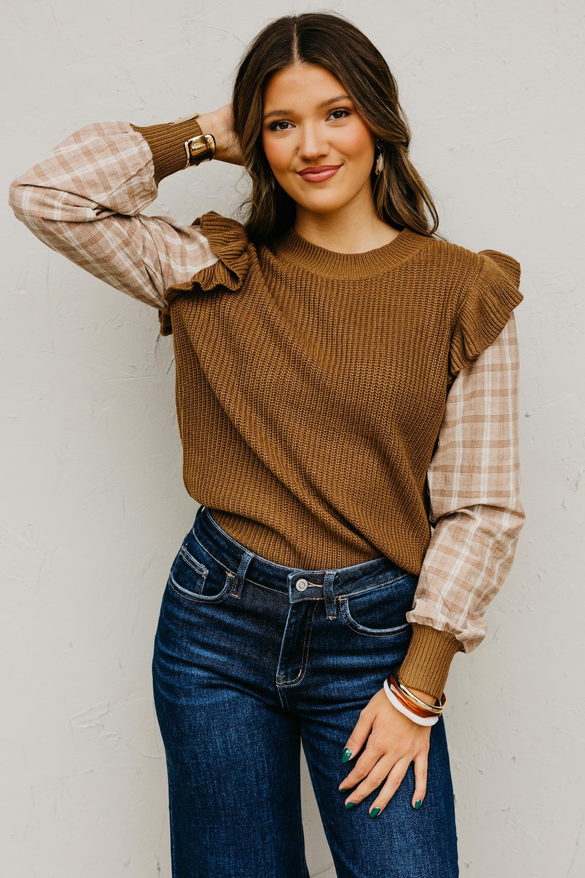The Ross Plaid Sleeve Sweater