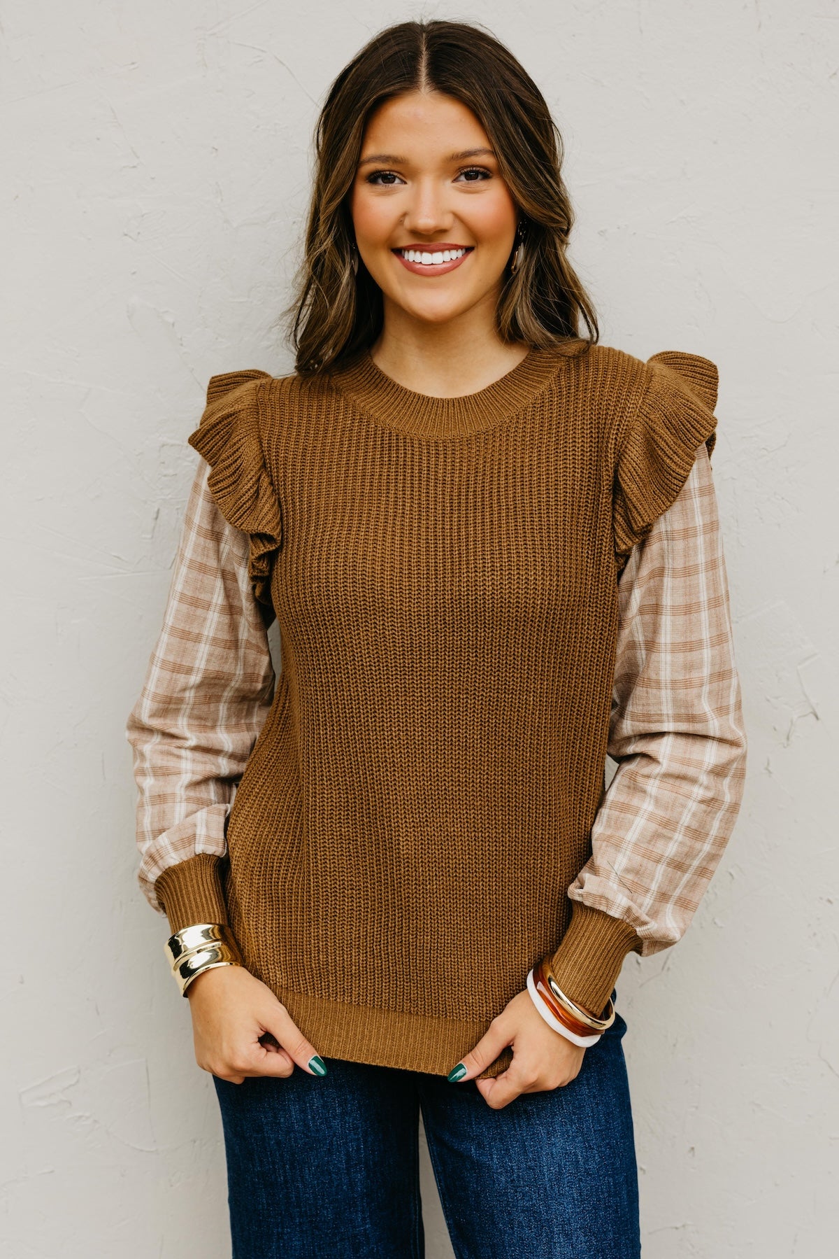 The Ross Plaid Sleeve Sweater