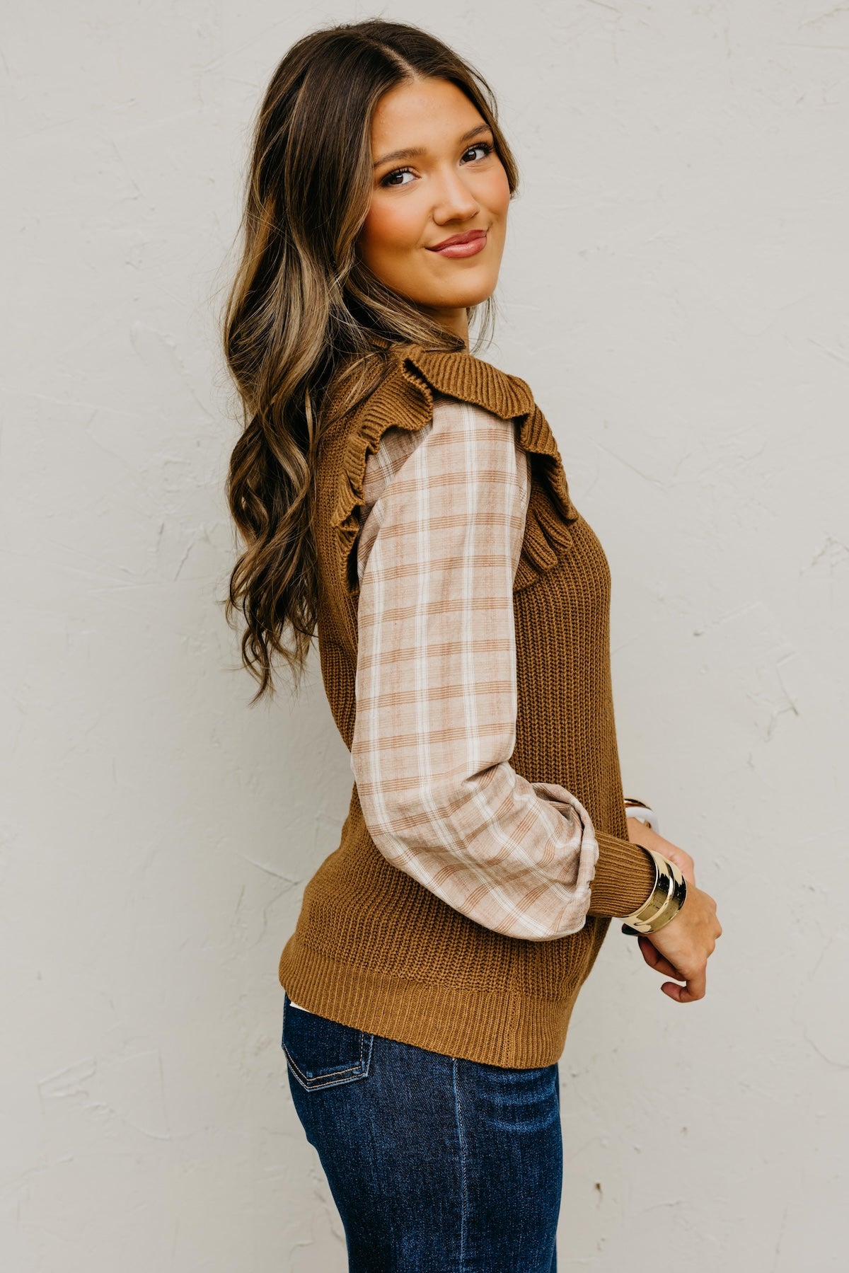 The Ross Plaid Sleeve Sweater
