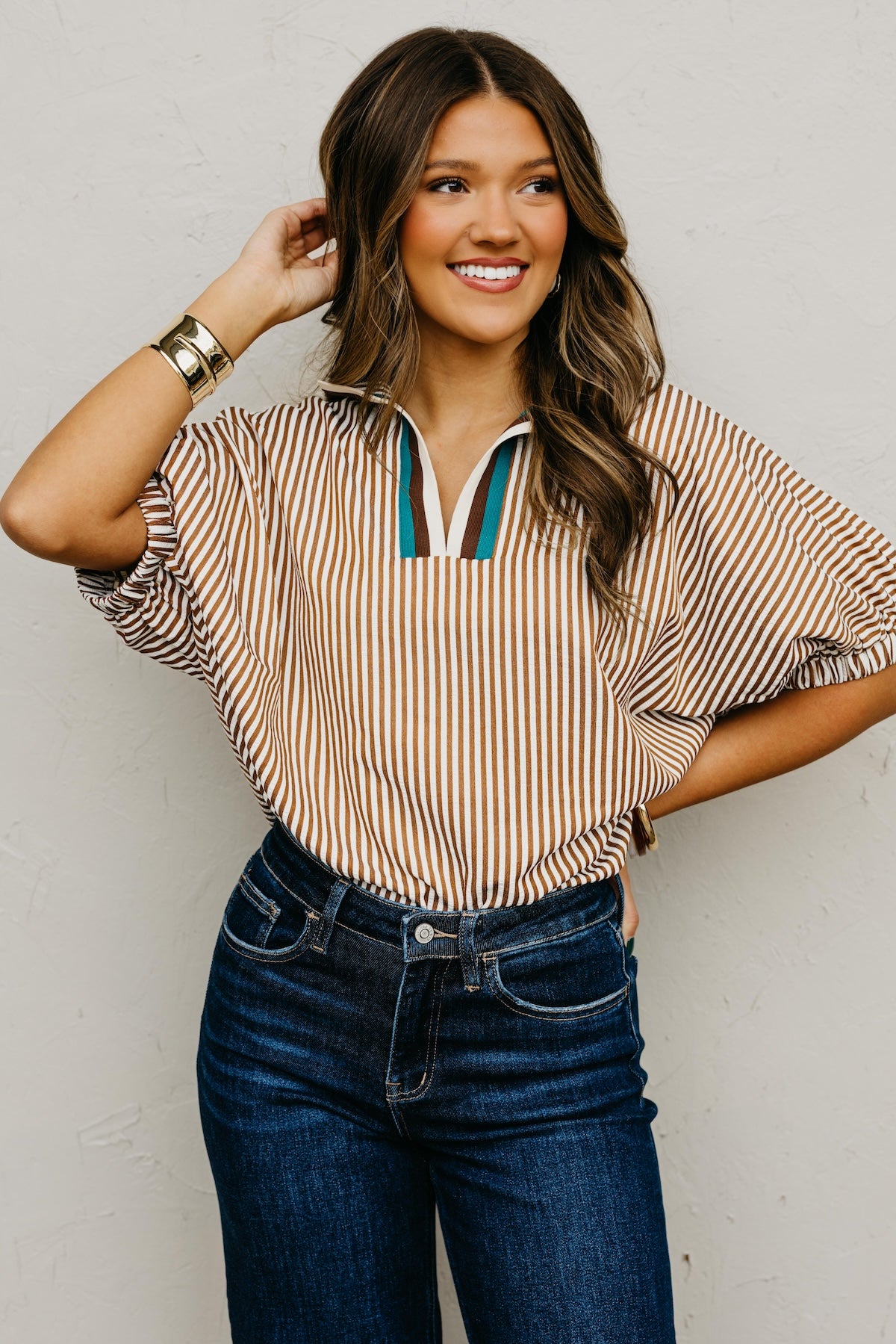 The Monique Striped Contrast Top