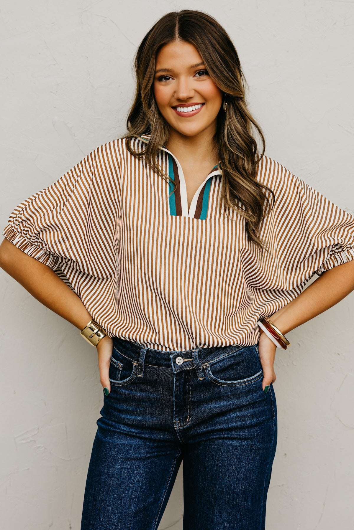 The Monique Striped Contrast Top