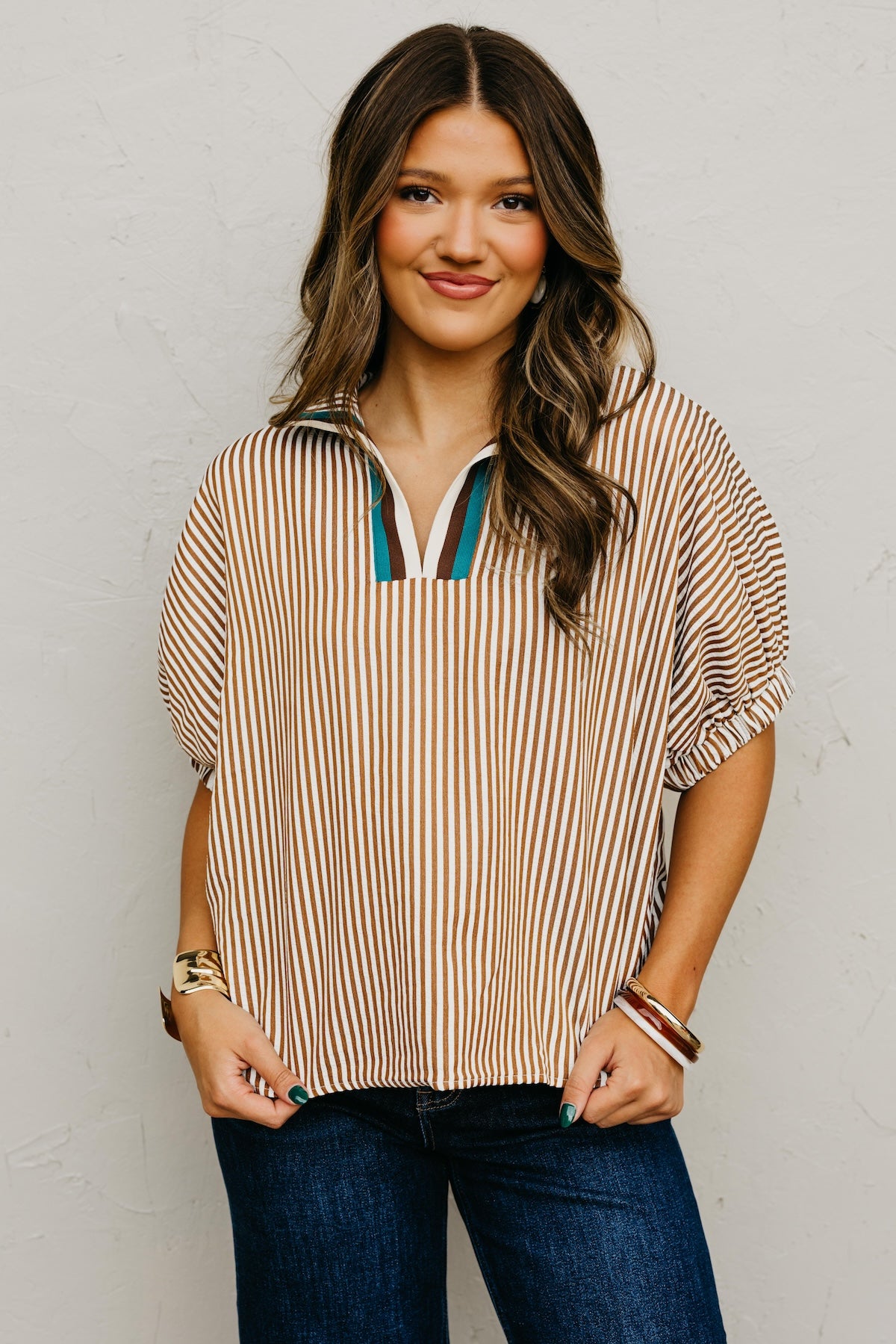 The Monique Striped Contrast Top