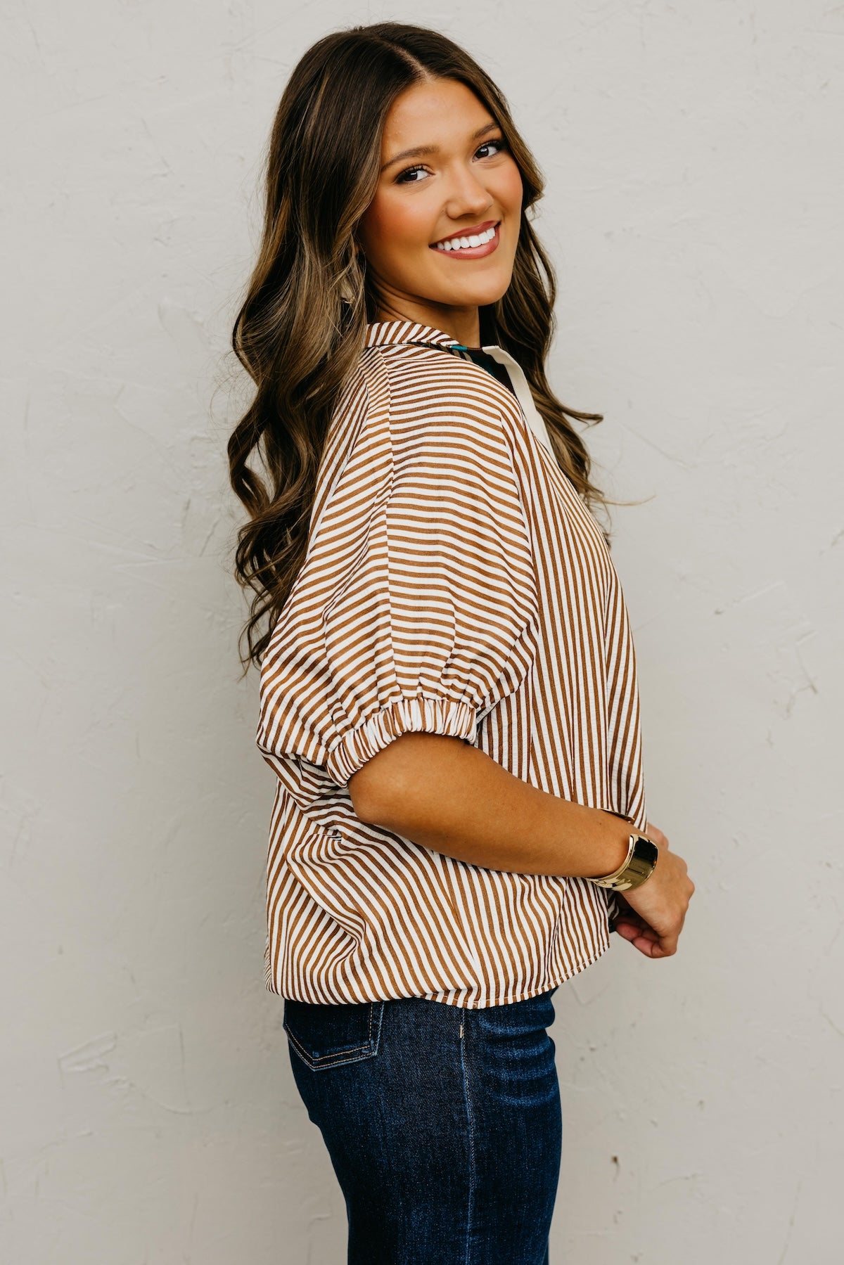The Monique Striped Contrast Top
