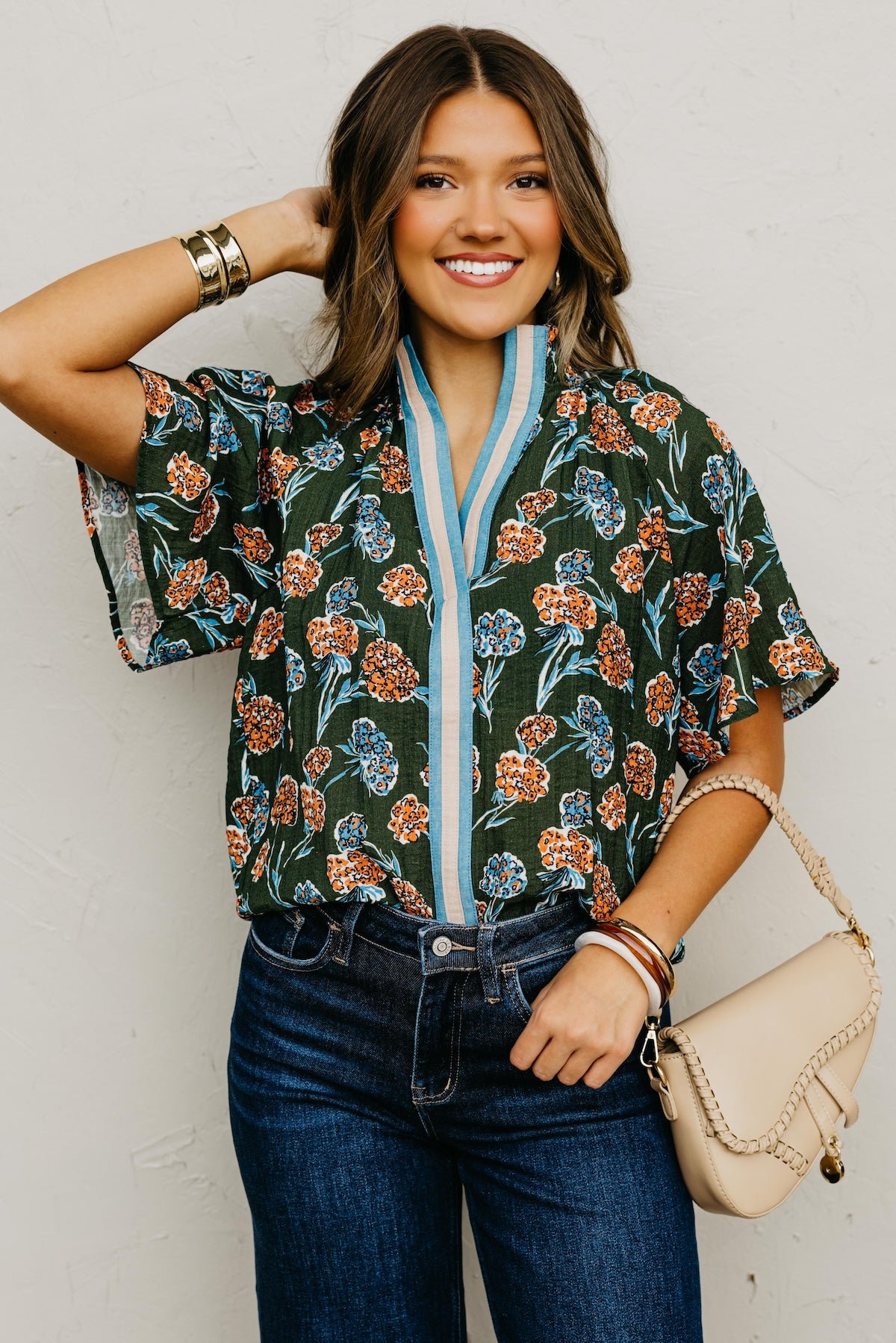 The Rona Floral Contrast Top