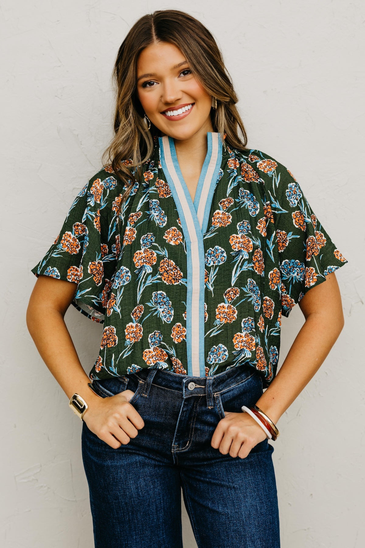 The Rona Floral Contrast Top