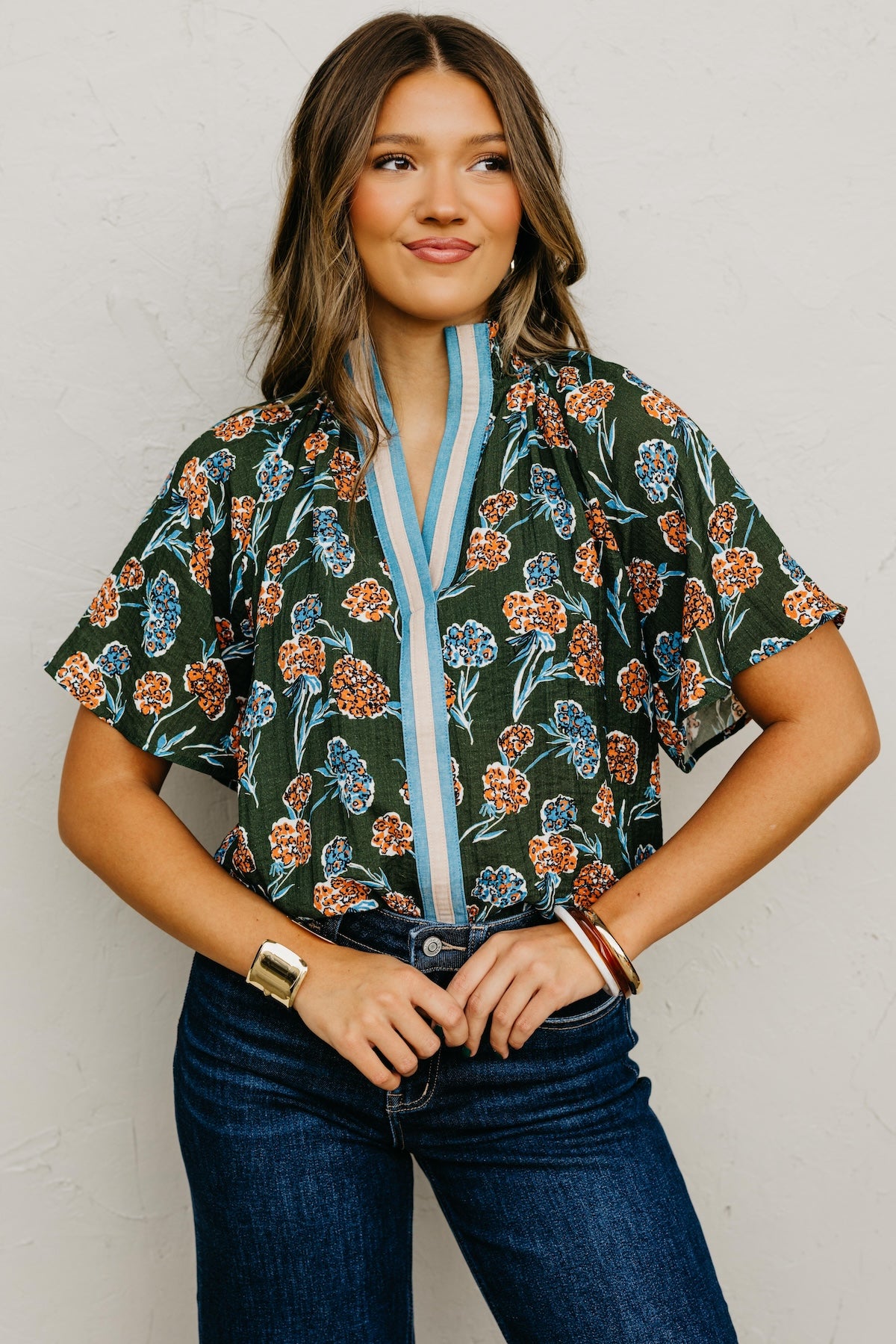 The Rona Floral Contrast Top