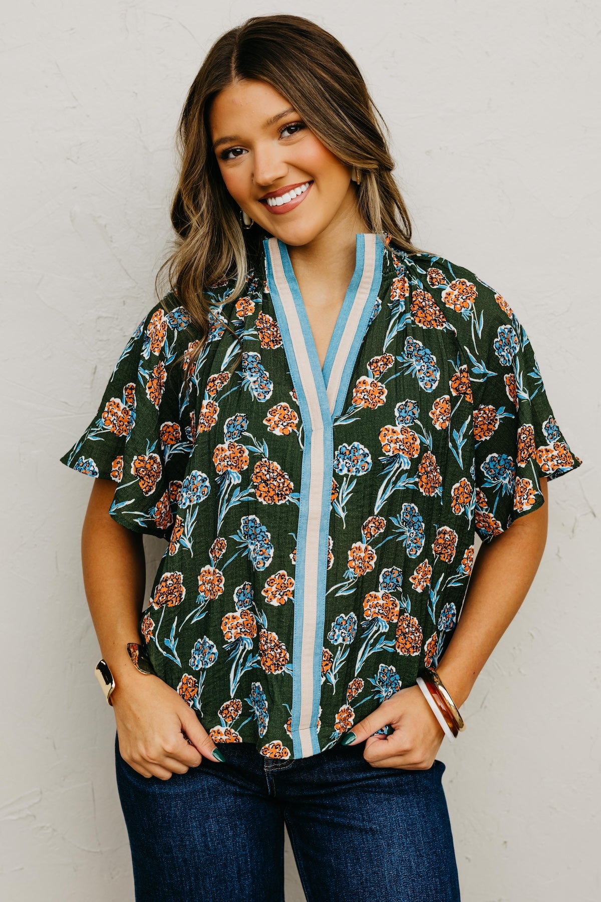 The Rona Floral Contrast Top