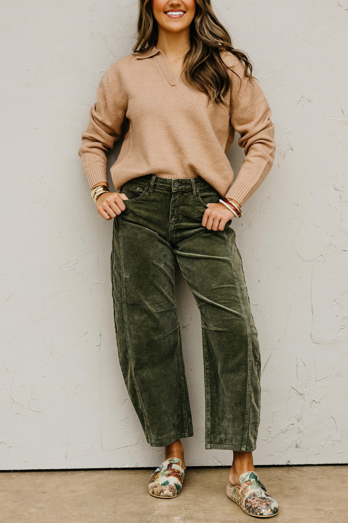 Risen Denim | Slouchy Ankle Barrel Corduroy Pants