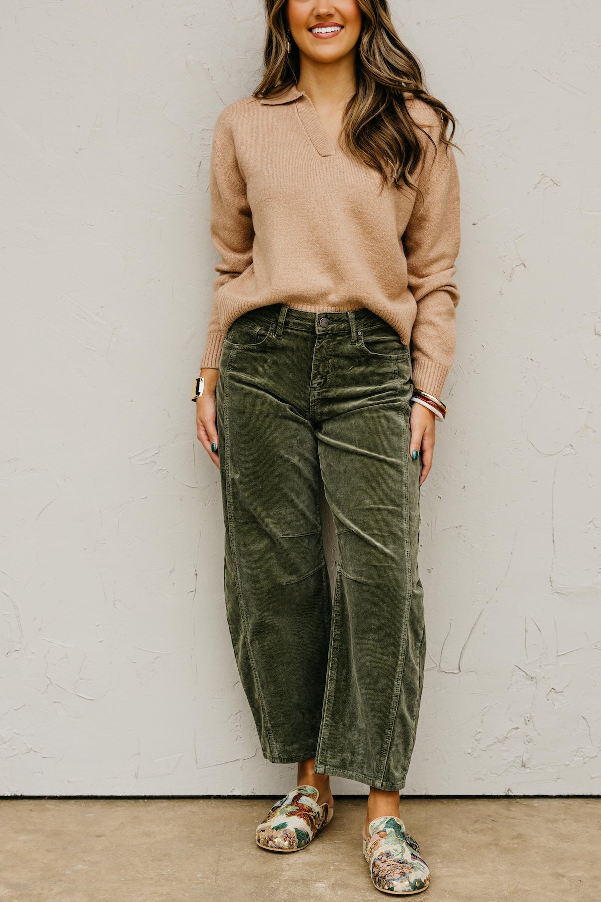 Risen Denim | Slouchy Ankle Barrel Corduroy Pants