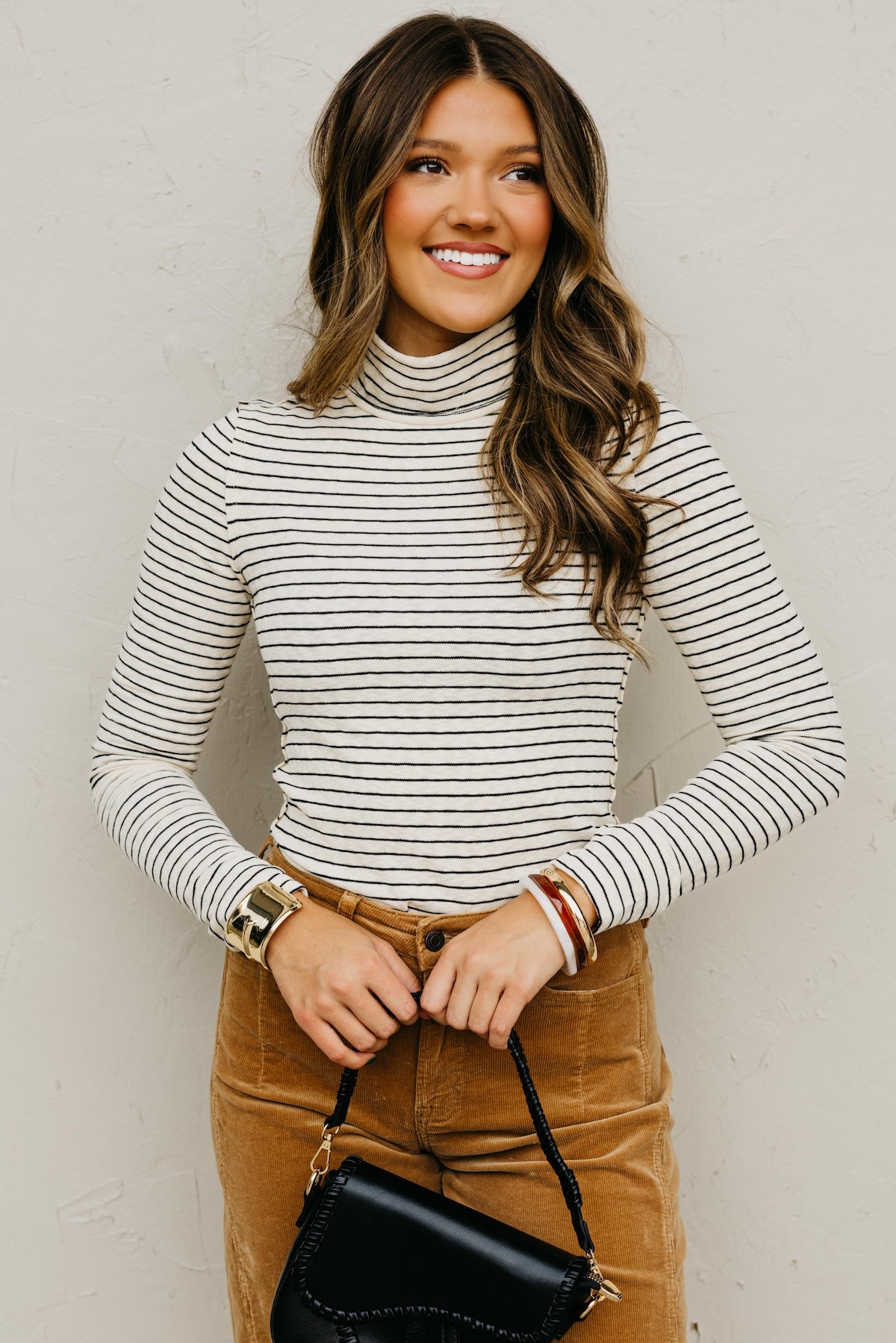 The Miranda Striped Turtleneck Top