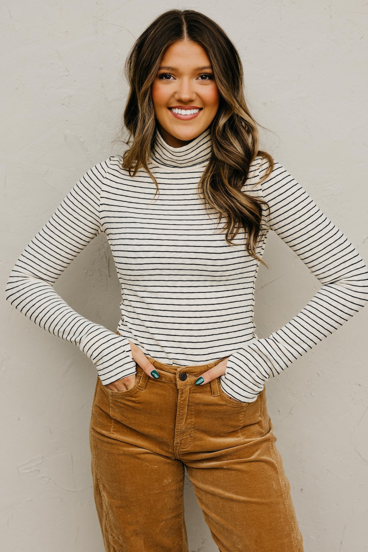 The Miranda Striped Turtleneck Top