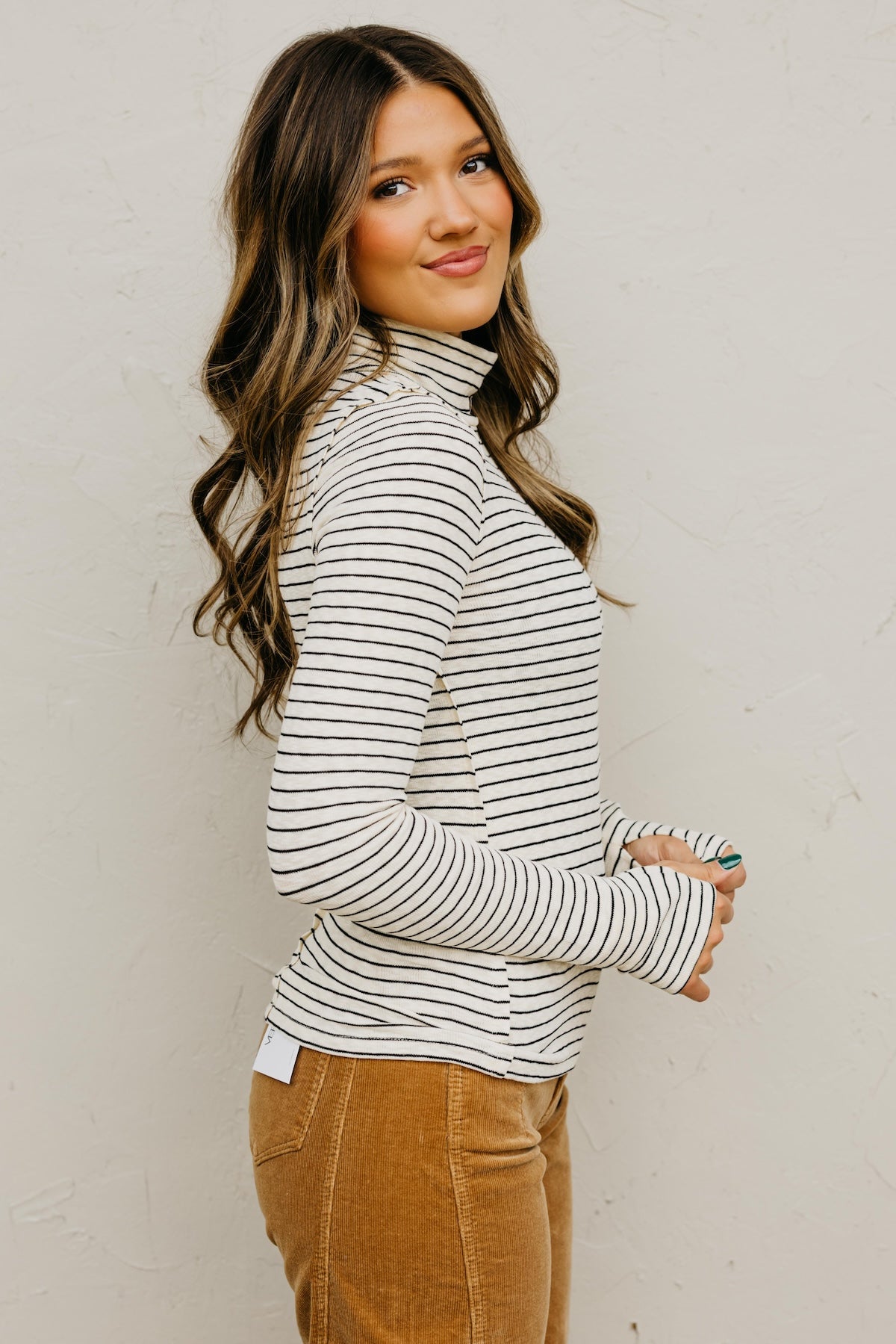 The Miranda Striped Turtleneck Top